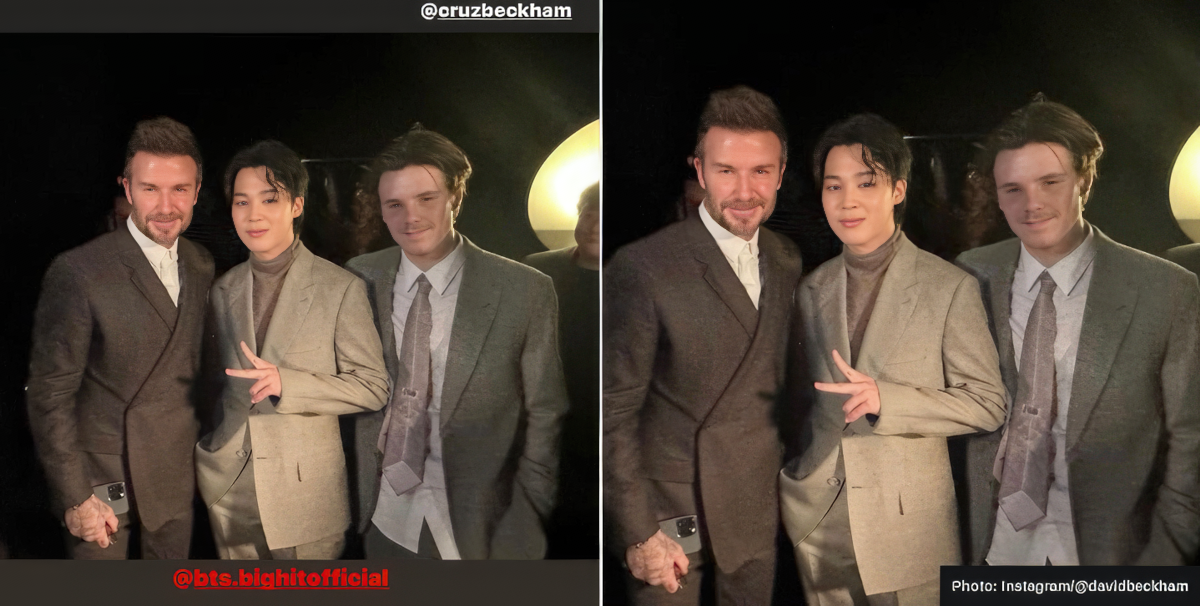David Beckham and son link up with BTS Park Ji-min at Dion fashion show